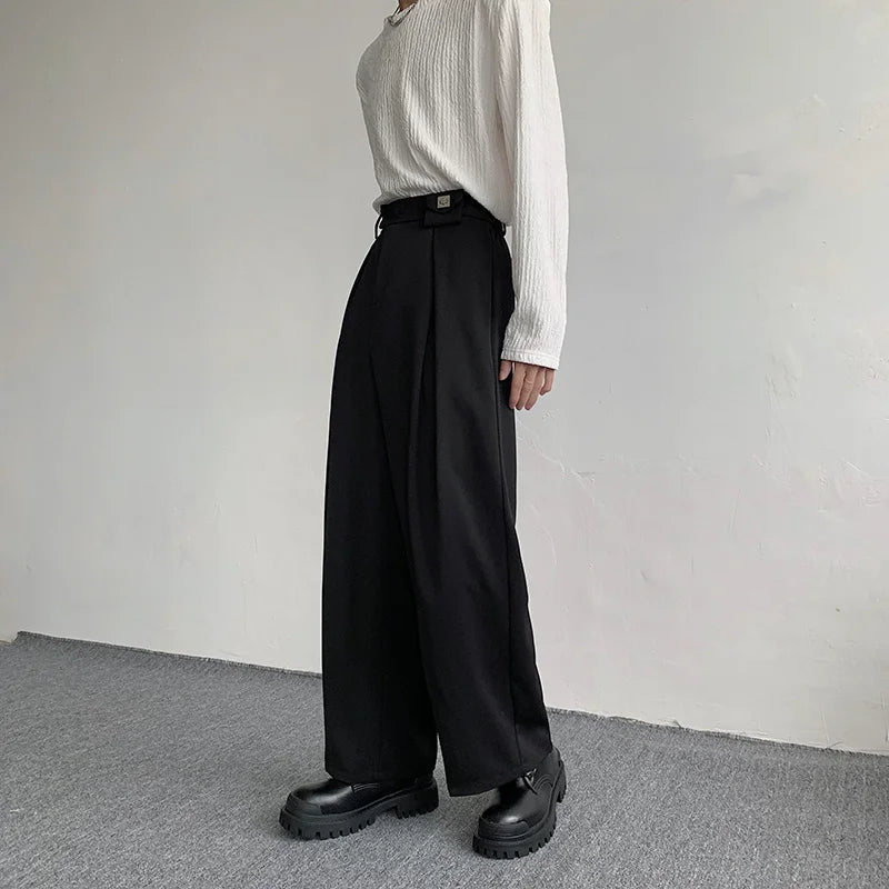 saferido New Black Suit Pants Men Fashion Social Mens Dress Pants Korean Loose Oversized Wide Leg Pants Mens Formal Trousers M-2XL