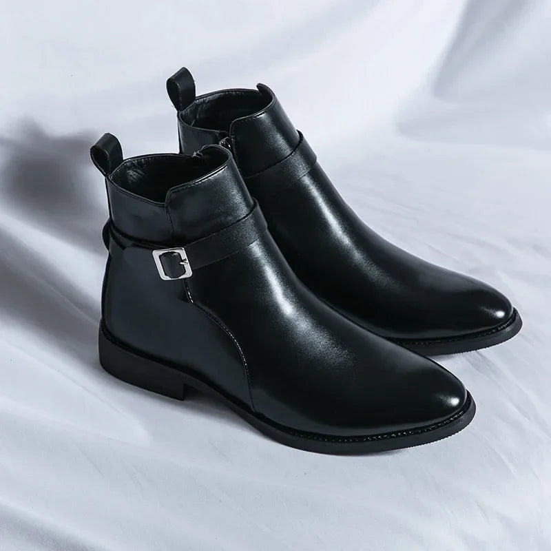 saferido Luxury brand leather shoes men's boots formal leather oxford shoes dress boots chelsea business ankle boots men 38-47