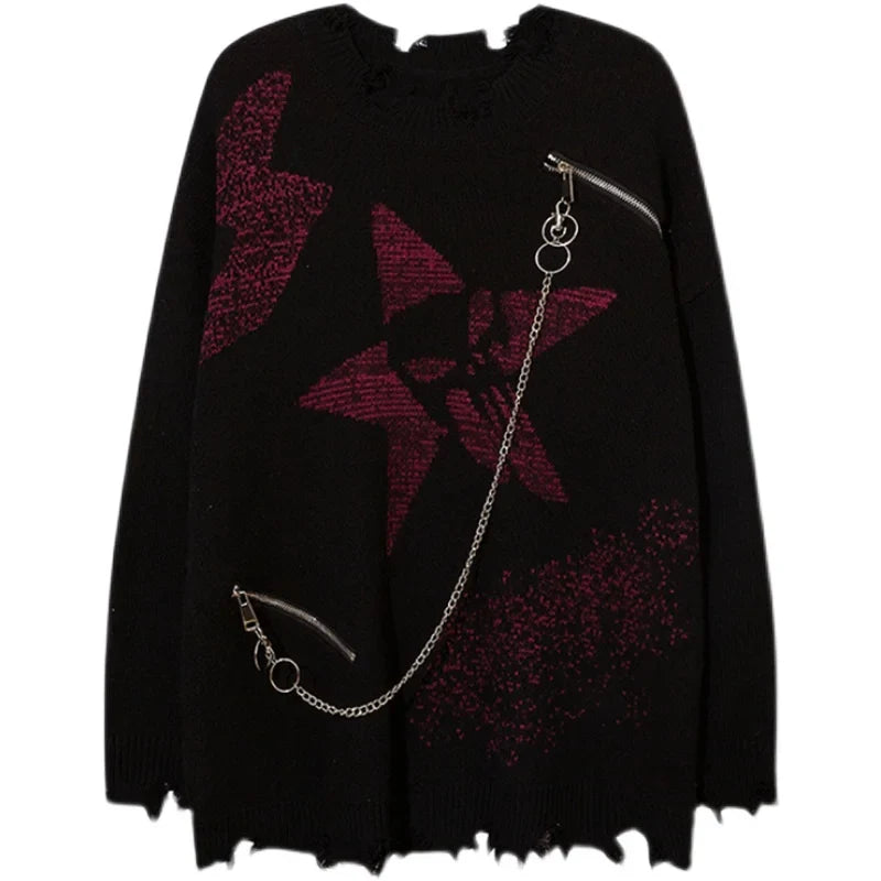 saferido Broken Chain Versatile Street Original Style for Men and Women European and American Street Fashion Sweaters and Knitwear Trend