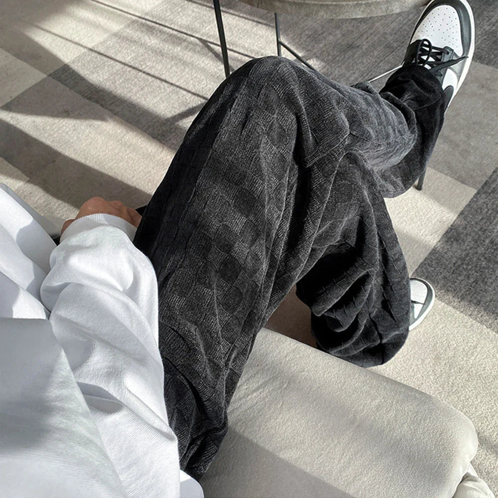 saferido Men's Plaid Straight Oversize Men Casual Pants Fashion Brand Hip Hop Trousers For Female Harajuku Korean Clothing Pants