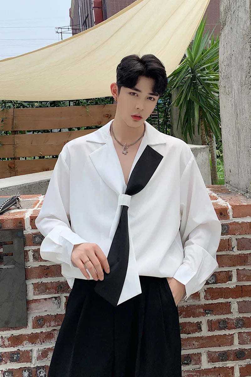 saferido Spring Autumn Fashion Long Sleeve Oversize Loose Casual Punk Gothic Party Stage Show Loose Shirt Night Club Costumes