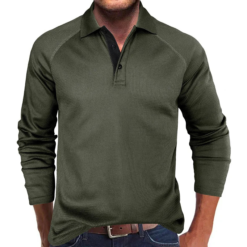 saferido Spring Autumn Turn Down Collar Polo Shits Men Solid Color Long Sleeve Business Casual Mens Polos Anti-Shrink Fashion Tops Tees