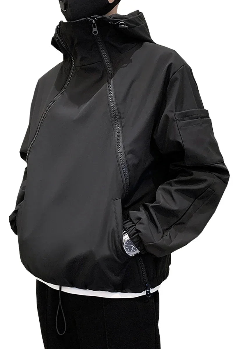 Autumn Spring Coat QWEEK Hip Hop Harajuku Women and Men Jacket Streetwear Safari Style Oversized Hooded Gothic Clothes Techwear