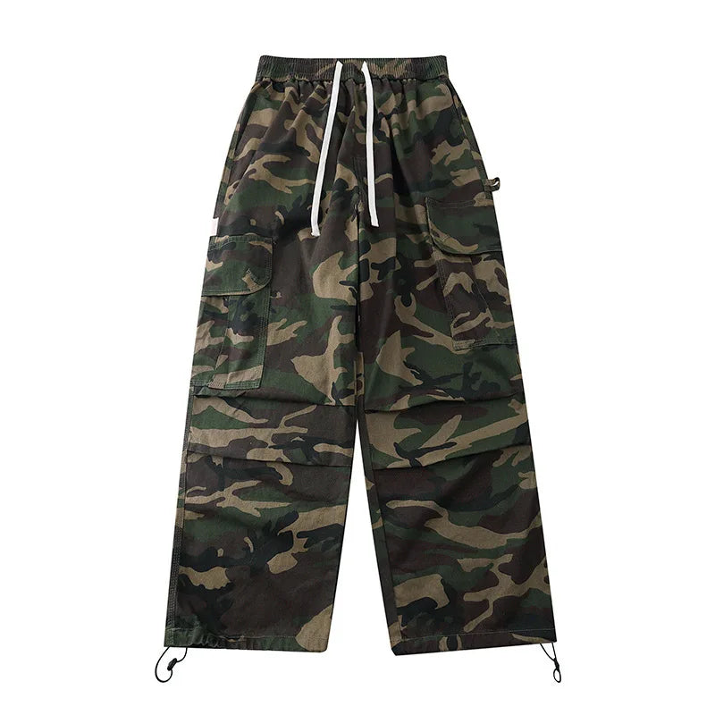 saferido Men Camouflage Cargo Jeans 2024 Spring Autumn Fashion Y2k Loose Pocket Streetwear Baggy Parachute Pants Male Vintage Trousers