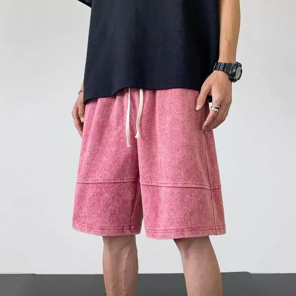 saferido Streetwear Washable Old Shorts Men's Fashion Brand Loose Summer American Casual Sports 5/4 Pants Large