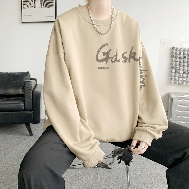saferido Men's Multicolor 15 Color Sweatshirt Loose Large Size 5XL Personalized Printed Korean Street Tops Funky Casual Round Neck Tops