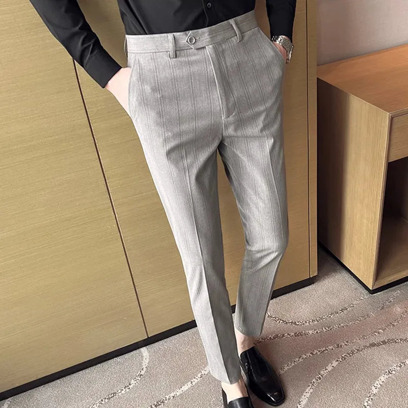 saferido Men Spring High Quality Business Suit Pants/Male Slim Fit Fashion Casual Formal Mens Dress Pants Men High Waist Solid Trousers