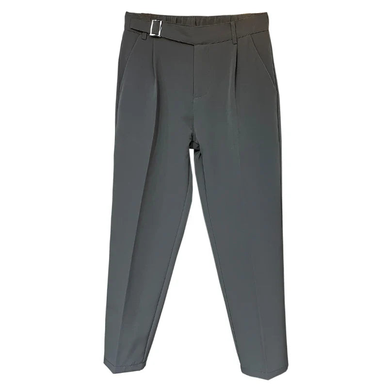 saferido Men's Trendy Loose Straight Pants Slim Fit Formal Casual Pants Fashions British Business Grey/black/green Suit Pants M-3XL