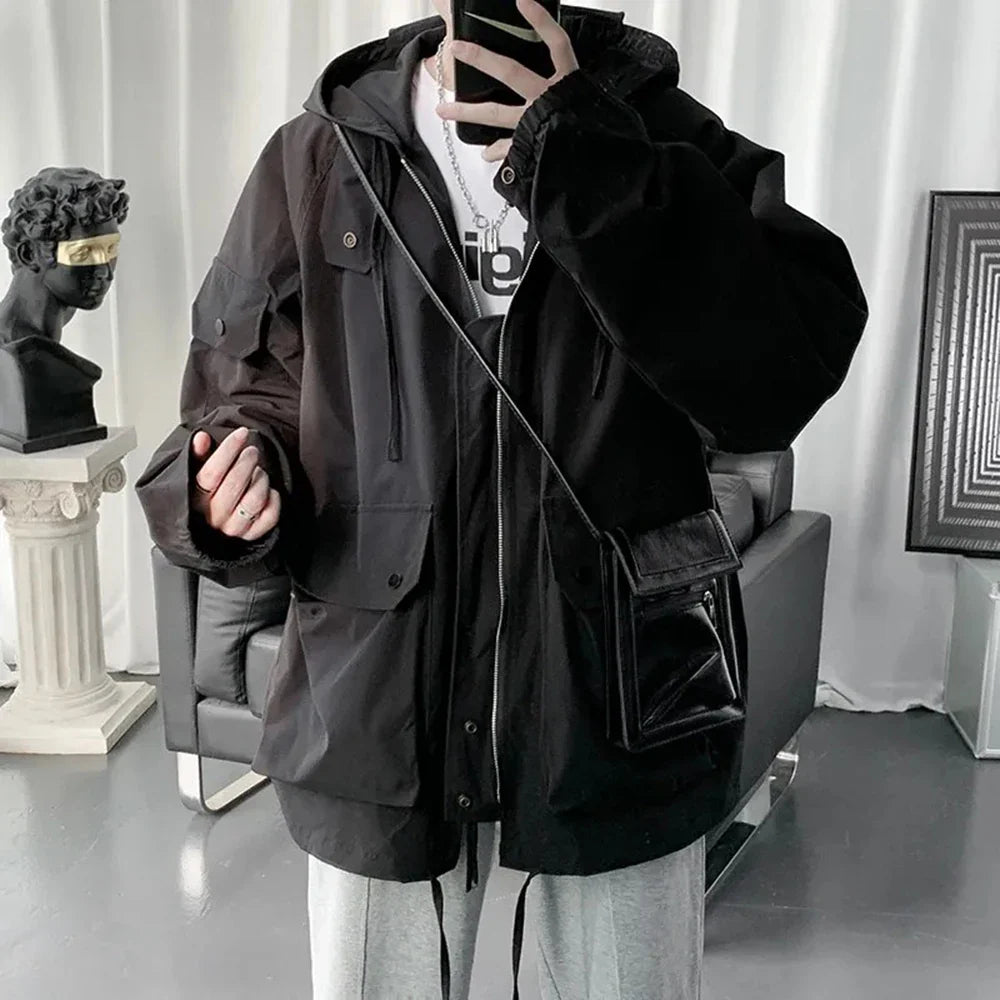 saferido Mens Y2k Jacket High Street Energy Wind Work Clothes Assault Jacket Autumn Fashion Trend Oversized Casual Loose Men'S Wear