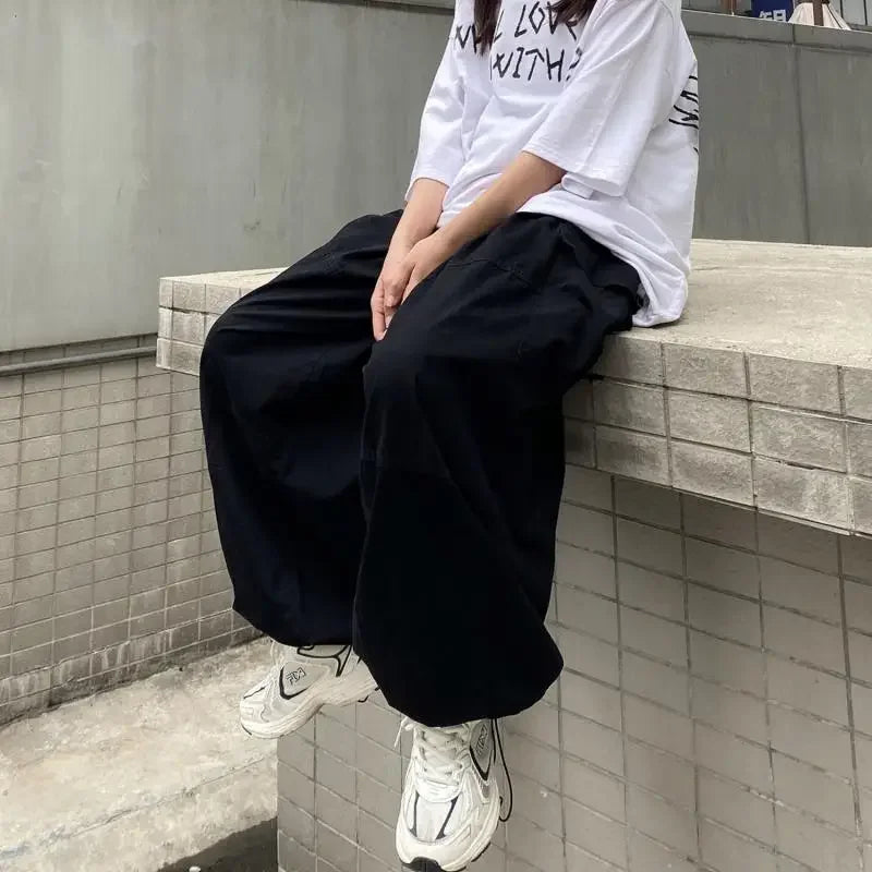 saferido Vintage Baggy Cargo Pants Men Cotton Wide Leg Trousers Male Oversize Retro Loose Casual Japanese Streetwear Hip Hop