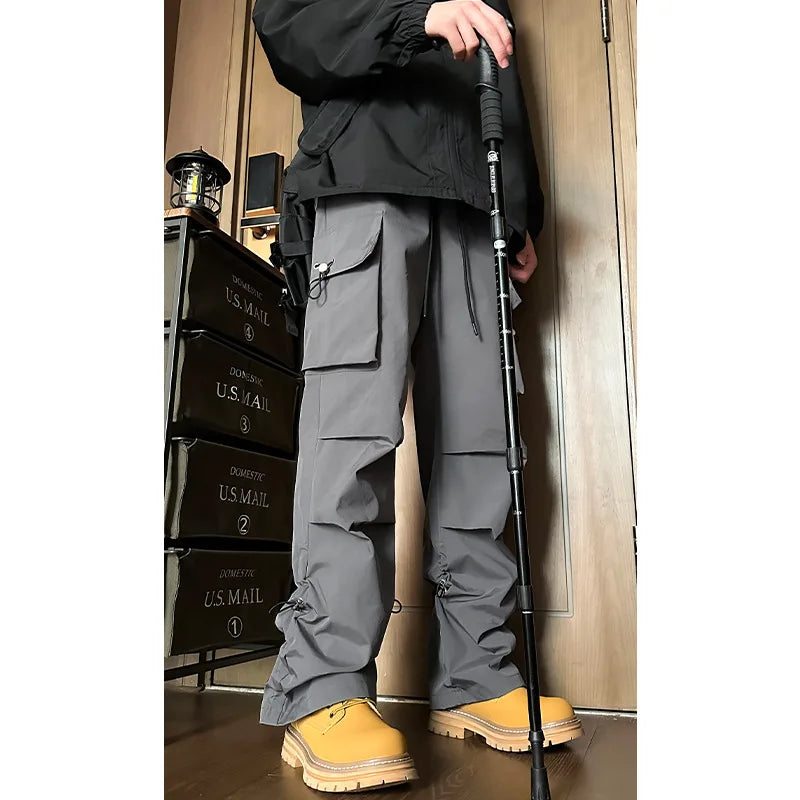 saferido New Joggers Cargo Pants Men Korean Style Casual Pants Fashion Harem Pants Multi-Pocket Ribbons Trousers Male Oversize Sweatpants