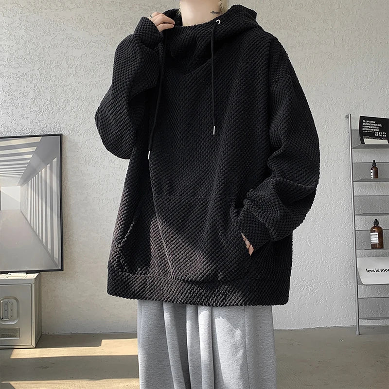 saferido Harajuku Corduroy Hoodies Men High Quality Streetwear Loose Y2k Hip Hop Hooded Sweatshirts Couple Clothing Female Pullovers