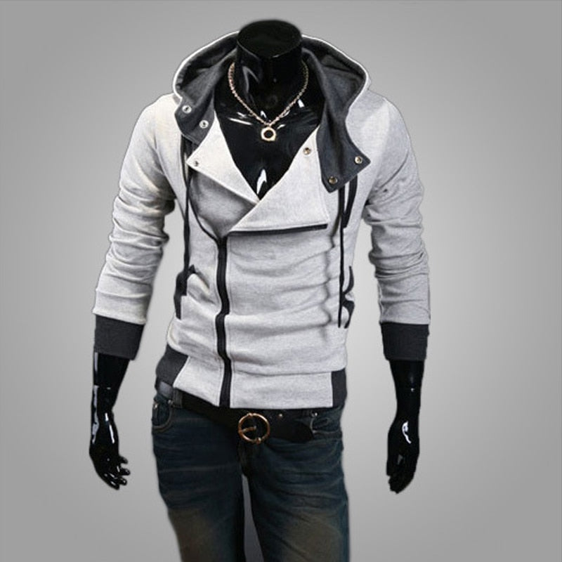 Casual Man Hoodie Sweatshirt Slim Male Zipper Streetwear Cardigan Hoodies Outerwear Black Sportswear Men Hooded Jacket