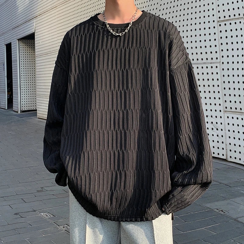 saferido Harajuku Chic T shirts For Men Oversized Tees Spring Man Casual Long Sleeve Tshirt Woman O-neck Loose Pullovers Tops 5XL-M