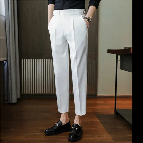 saferido Men's Business Dress Pants Korean Style Slim Fit Office Social Suit Pants Casual Trousers Streetwear Black White Trousers 29-36