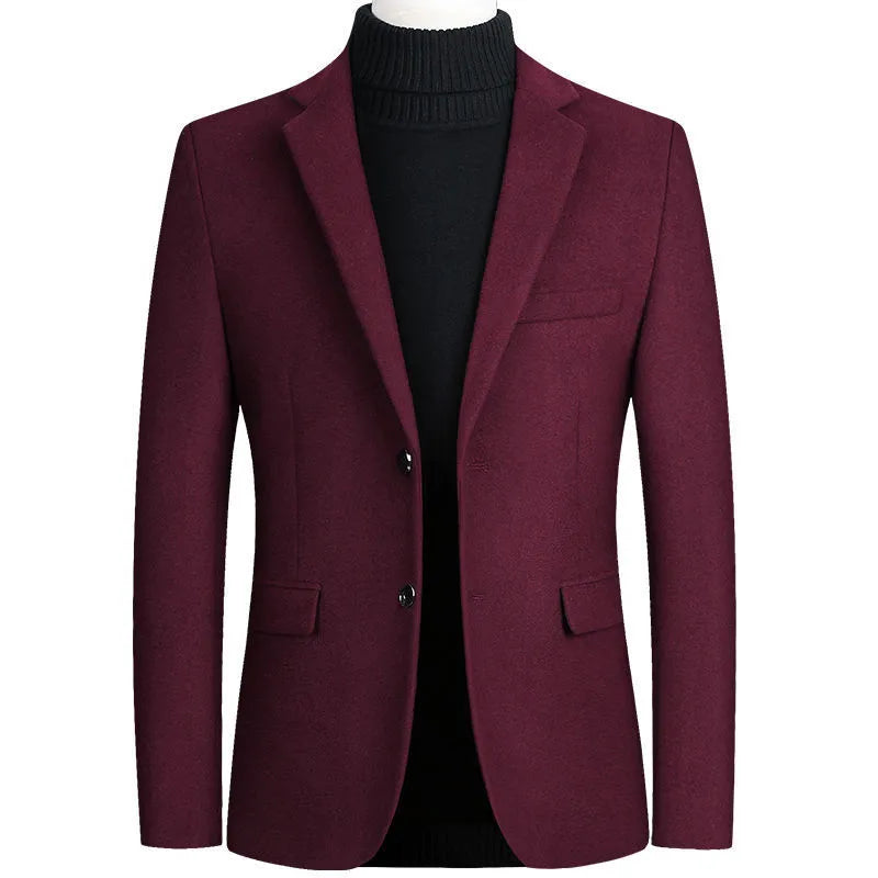 Brand Business Casual Wool Blazer Men Autumn and Winter New Solid Men Blazer Regular Fit Long Sleeve Blazers for Men