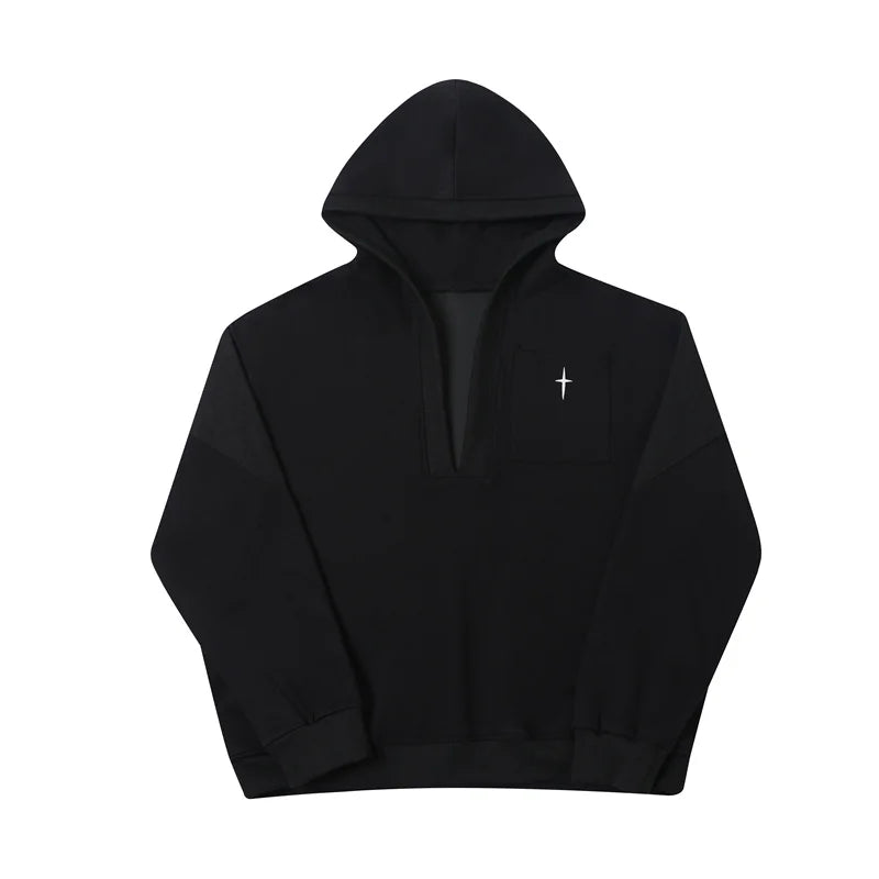 saferido Korean Spring Streetwear Collar black white Sweatshirt Men Spring Korean Loose Trendy Casual Coat Male Hoodies Sweatshirts