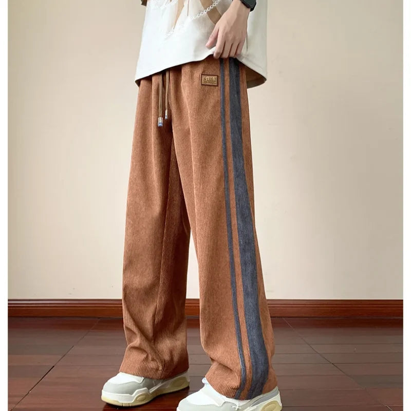 saferido Spring And Autumn New Fashion Loose Casual Pants Men's Corduroy Fashion Versatile Men's Straight-leg Sports Pants Men's Trousers