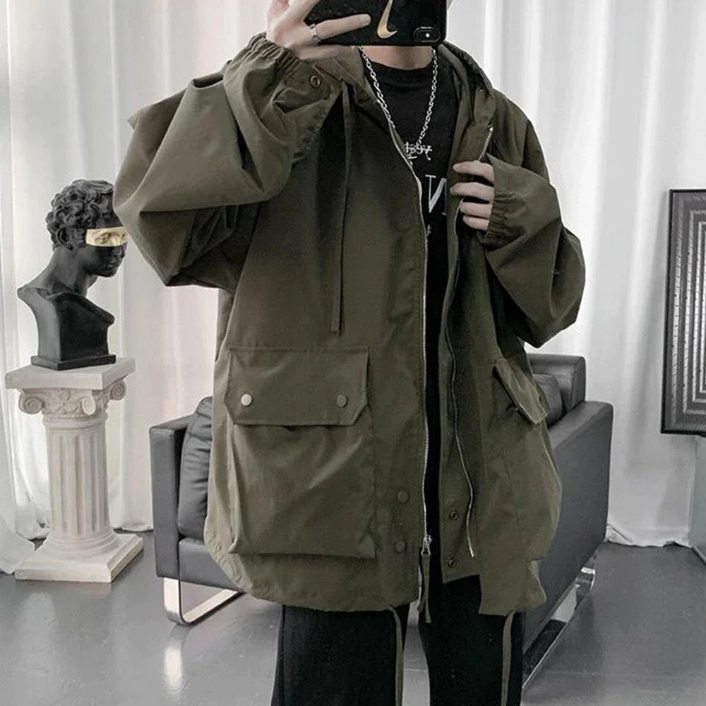 saferido Mens Y2k Jacket High Street Energy Wind Work Clothes Assault Jacket Autumn Fashion Trend Oversized Casual Loose Men'S Wear