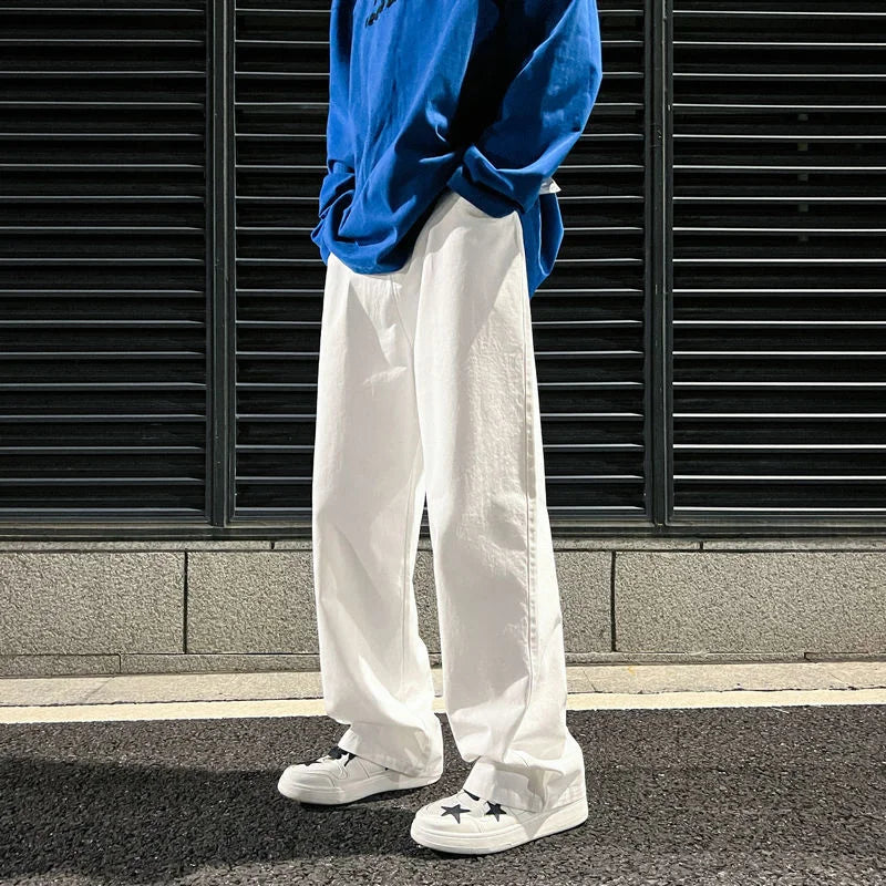 saferido Spring Cotton Casual Pants Men Fashion Multicolor Wide Leg Pants Men Streetwear Loose Hip Hop Straight Pants Mens Trousers M-2XL