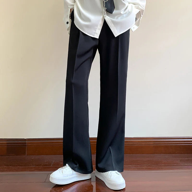 Black Suit Pants Men Fashion Social Mens Dress Pants Korean Loose Straight Casual Flared Pants Mens Office Formal Trousers M-3XL
