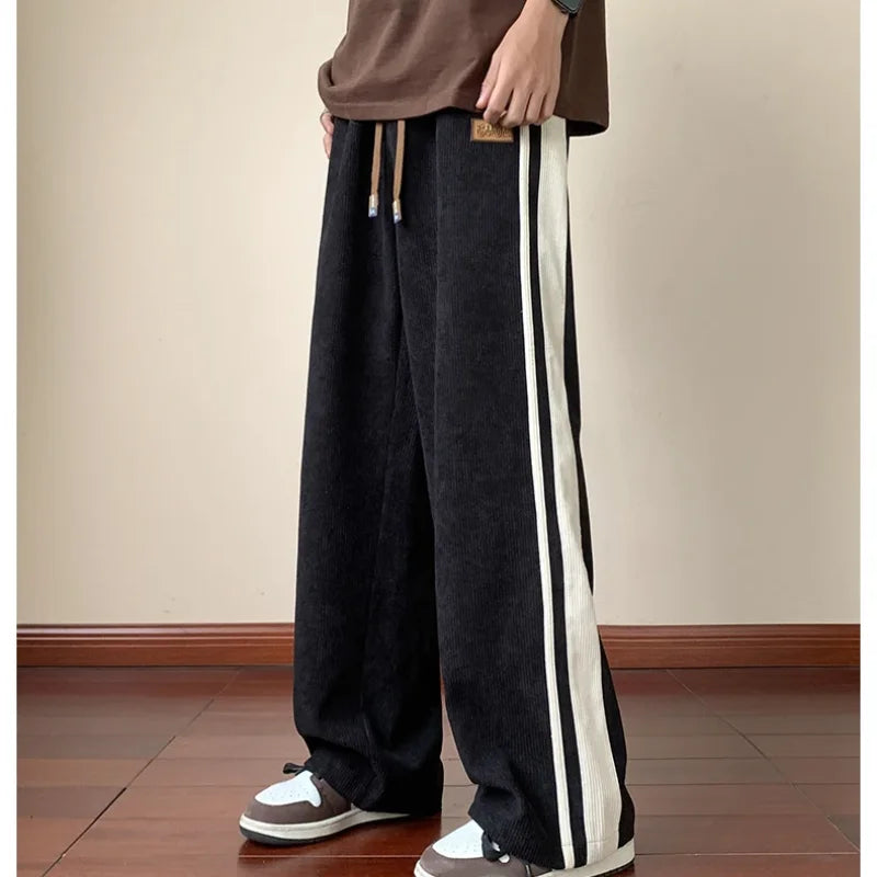 saferido Spring And Autumn New Fashion Loose Casual Pants Men's Corduroy Fashion Versatile Men's Straight-leg Sports Pants Men's Trousers