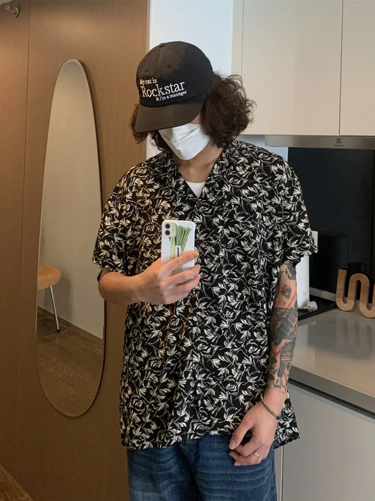 saferido Men Shirts Cozy Loose Vintage Outwear Temperament Comfortable Korean Style Designed Streetwear Breathable Holiday Fashion Young