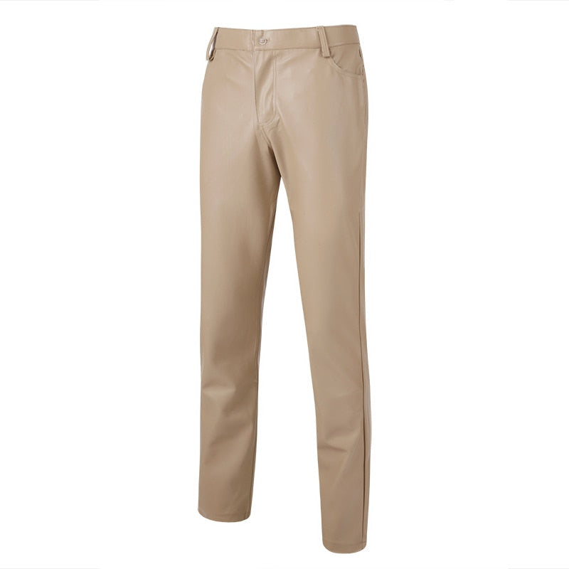 Brand Men Leather Pants Skinny Fit Elastic Style Fashion PU Leather Trousers Motorcycle Pants Thin Streetwear