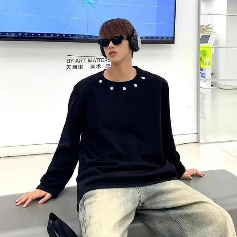 saferido Y2k Hoodies Men O-neck Loose Japanese Harajuku Outwear BF Couples Youthful Vitality All-match Streetwear High Street Autumn Ins