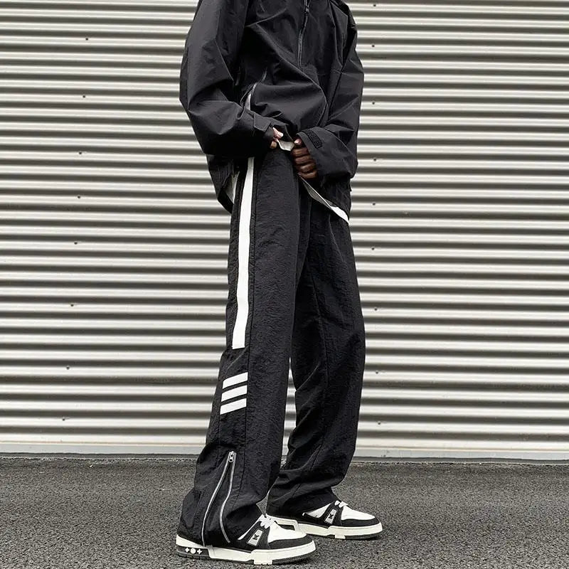 saferido American Men High Street Functional Style Cargo Pants Zipper Foot and Mouth Outdoor Mountain Climbing Casual Straight Trousers
