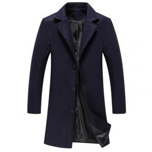 Autumn Winter Fashion Men's Woolen Coats Solid Color Single Breasted Lapel Long Coat Jacket Casual Overcoat Plus Size 5 Colors