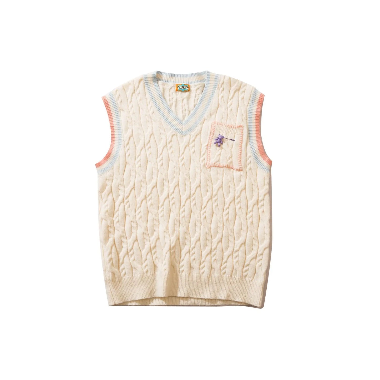 saferido Japanese Harajuku Knitted Vest Men Solid Color Matching V-neck Pullover Causal Loose Sleeveless Couple Sweaters Fashion New