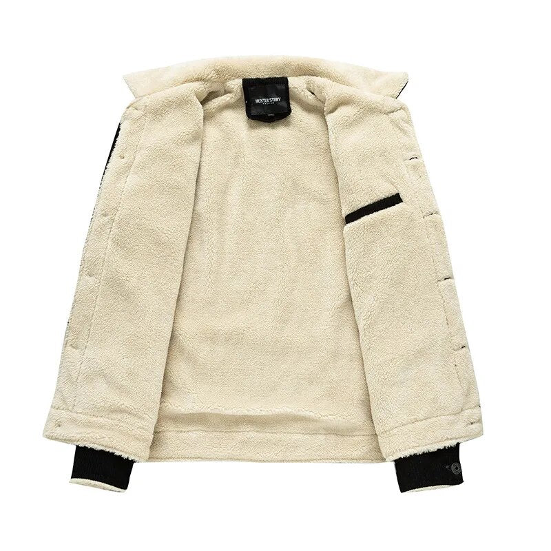 Fashion Winter New Men's Corduroy Plush Jacket Casual Jacket Trend Men's Clothing Men Outwear