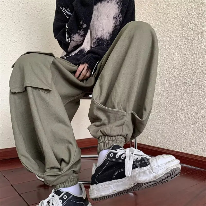 saferido Joggers Cargo Pants for Men Casual Hip Hop Hit Color Pocket Male Trousers Sweatpants Streetwear Harajuku Pants