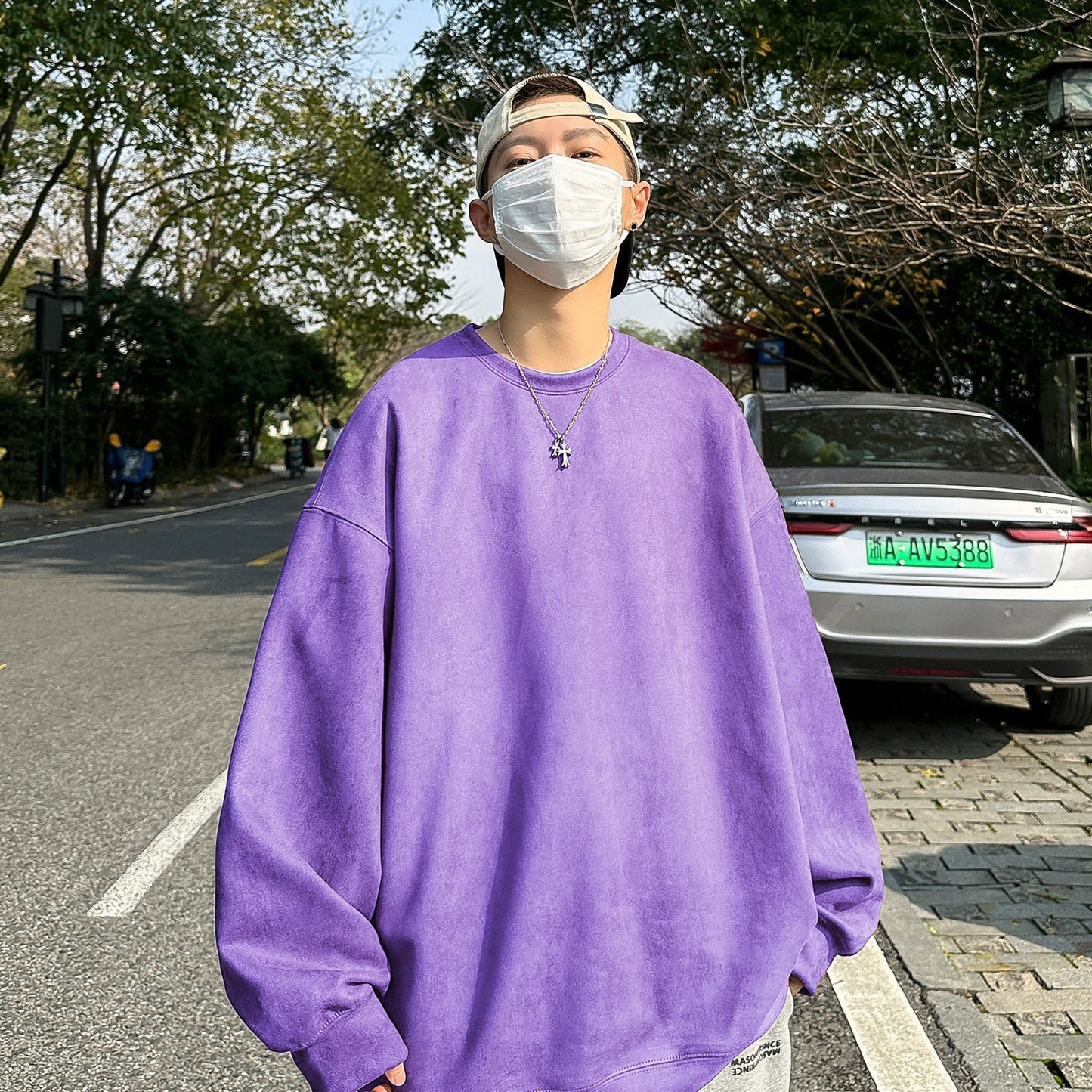 Korean Men's Oversized Sweatshirts Solid Color Hoodies Couple's Jumper Large High Street Hoodies Harajuku Fashion Male Pullovers