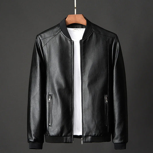Autumn New Men Black Biker PU Leather Coat Korean Fashion Men Pu Leather Jacket Trend Casual Fit Slim Baseball Clothes 8Xl