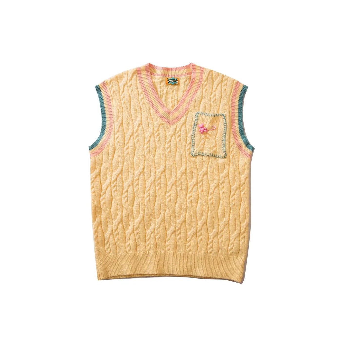 saferido Japanese Harajuku Knitted Vest Men Solid Color Matching V-neck Pullover Causal Loose Sleeveless Couple Sweaters Fashion New