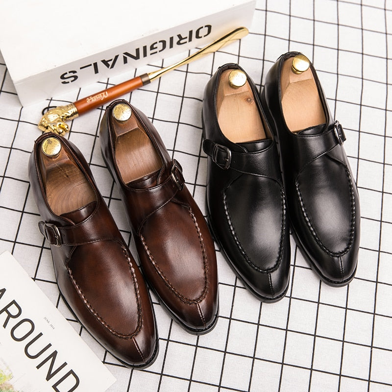 saferido Men Leather Shoes Fashion Luxury Wedding Shoes Mens Loafers Moccasins Driving Walking Shoes for Men Party Classic Buckle Busines