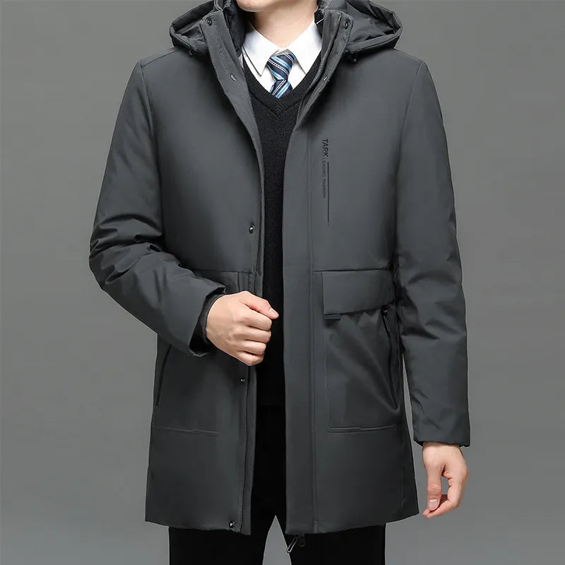 Mens Hooded Casual Outwear Long Parkas Men New Autumn Winter Warm Waterproof Parkas Jacket Coat 2 PIECES Winter Parkas