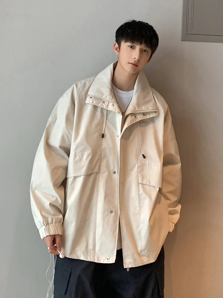 saferido Vintage American style trench coat Men's dark department Men's senior sense fake two-piece jacket outdoor mountaineering coat
