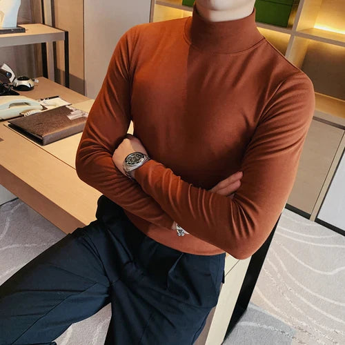 saferido Men's Spring Slim Fit Casual Long Sleeve T-shirt/male High Quality High Collar Tight Bottoming T-shirts Plus Size S-4XL