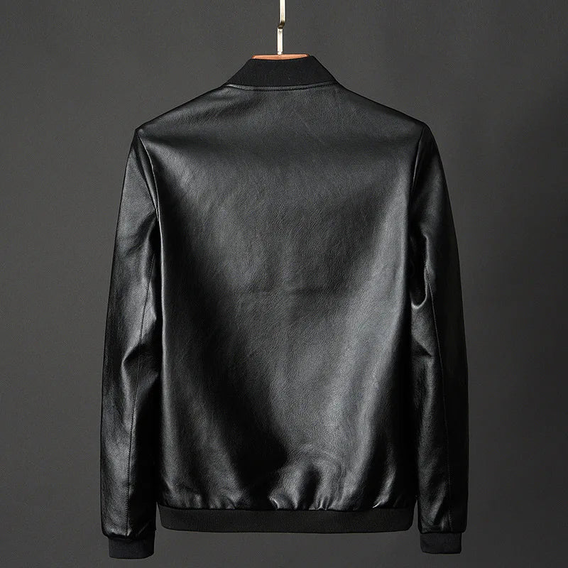 Autumn New Men Black Biker PU Leather Coat Korean Fashion Men Pu Leather Jacket Trend Casual Fit Slim Baseball Clothes 8Xl