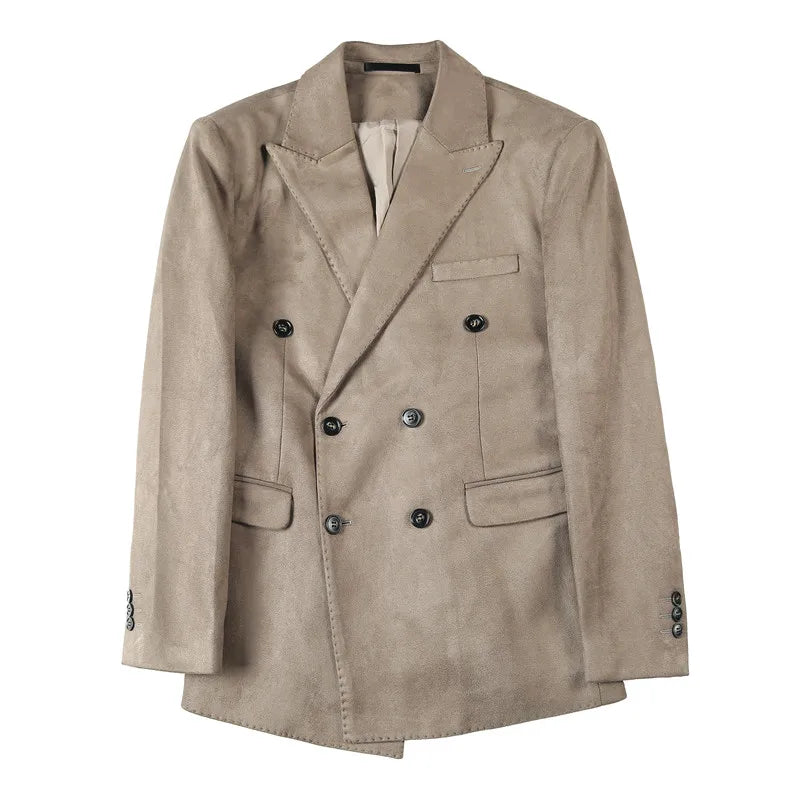 saferido Men's Spring High Quality Suit Male Slim Fit Fashion Double Breasted Buckle Dress Office Blazers Jackets M-4XL
