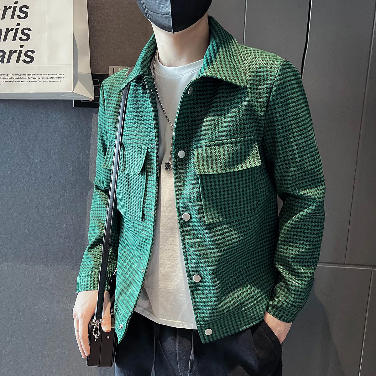 saferido Men Spring High Quality Casual Jackets/Male Slim Fit Fashion Business Plaid Coats Plus Size S-3XL