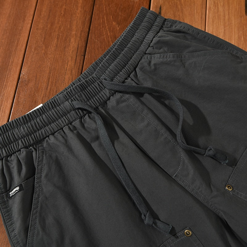 Summer Cotton Shorts Men Oversize 4XL Breathable Vintage Drawstring Casual Comfortable Shorts