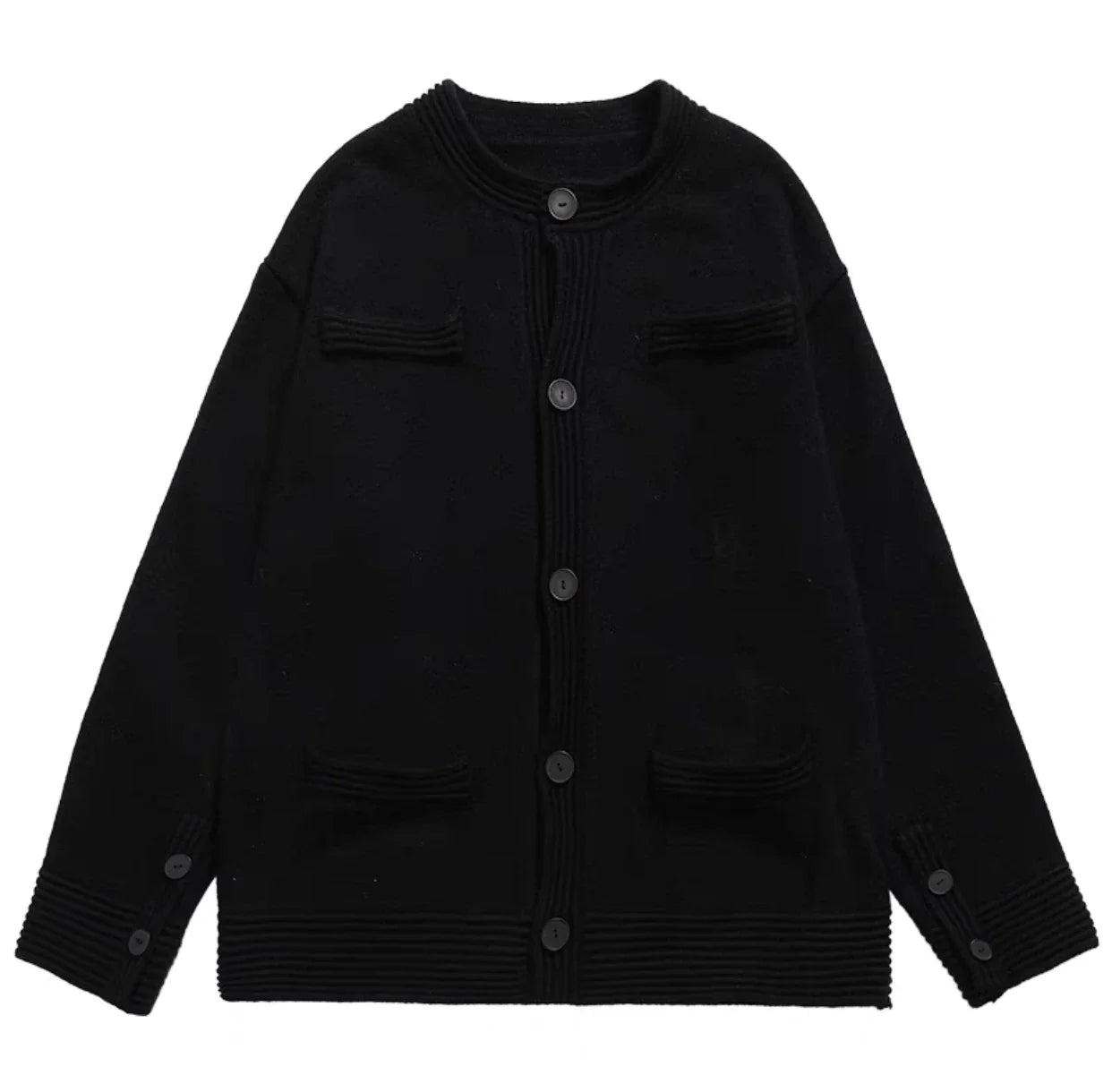 Autumn Cardigan Men Solid Baggy All-match Pockets Knitted Hip Hop Single Breasted Chic Japanese Style Advanced Handsome Harajuku