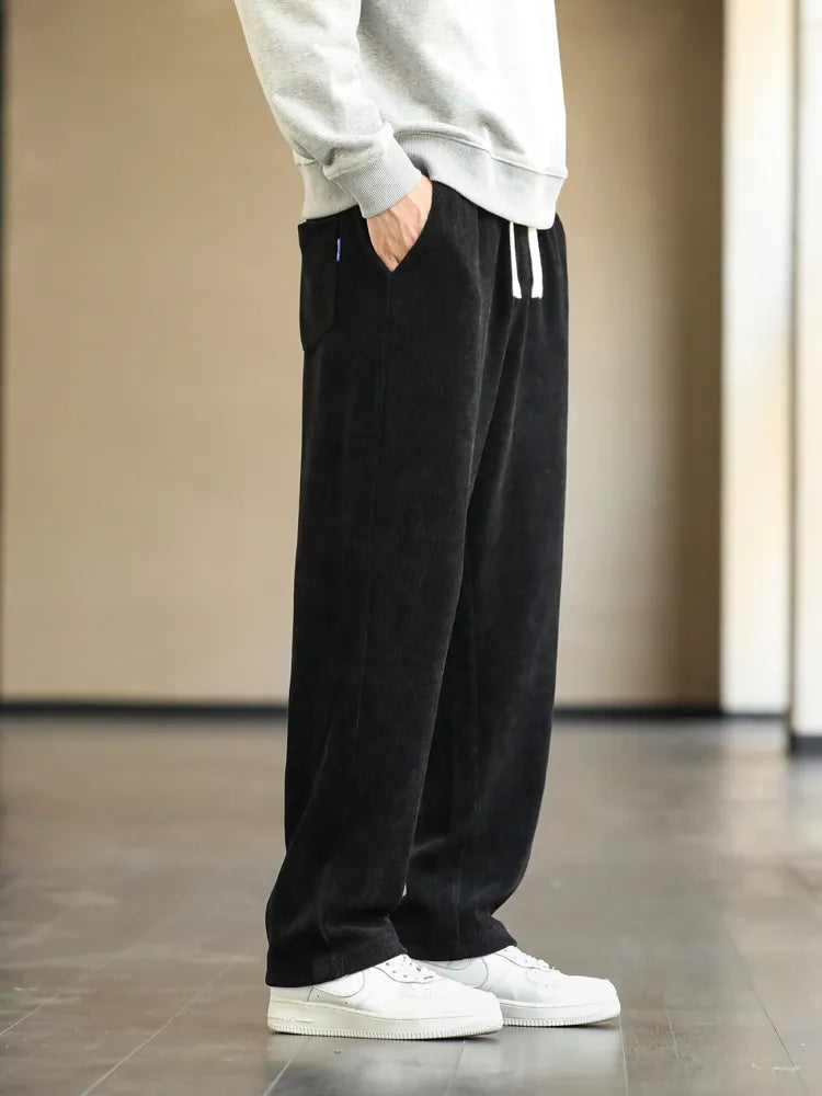 Spring Autumn Men's Sweatpants Wide Leg Straight Baggy Casual Pants Streetwear Solid Loose Track Trousers Plus Size 8XL