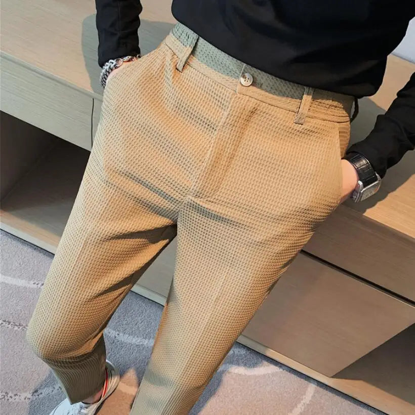 saferido Men's Suit Trousers Spring And Summer Business Casual Pants Men's Fashion High-Quality Solid Color Slim Trousers Men 28-36