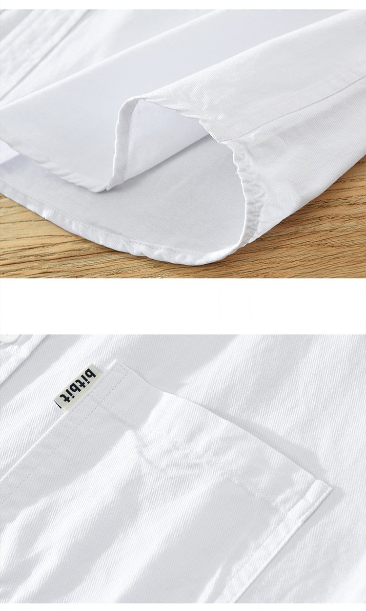 Mens Button Up Shirt Short Sleeve Pure Cotton Turn-down Collar Casual Shirts Male Solid Regular Summer New Korean Clothes