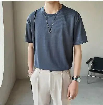 saferido Summer Men's High-grade Fabric Solid Color Tshirts Short Sleeve 8 Color British Style T-shirt Clothes Round Neck T Shirts